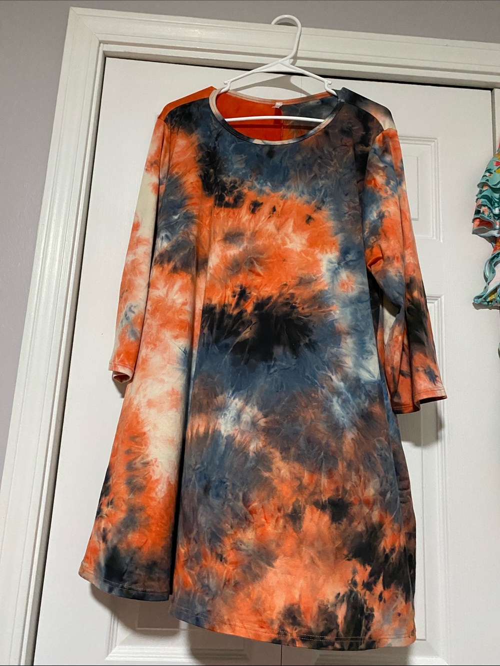 Women's Orange & Navy Tie-Dye A-Line top